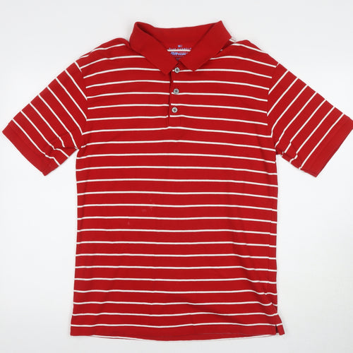 Marks and Spencer Men's Red Striped Polo Shirt, S