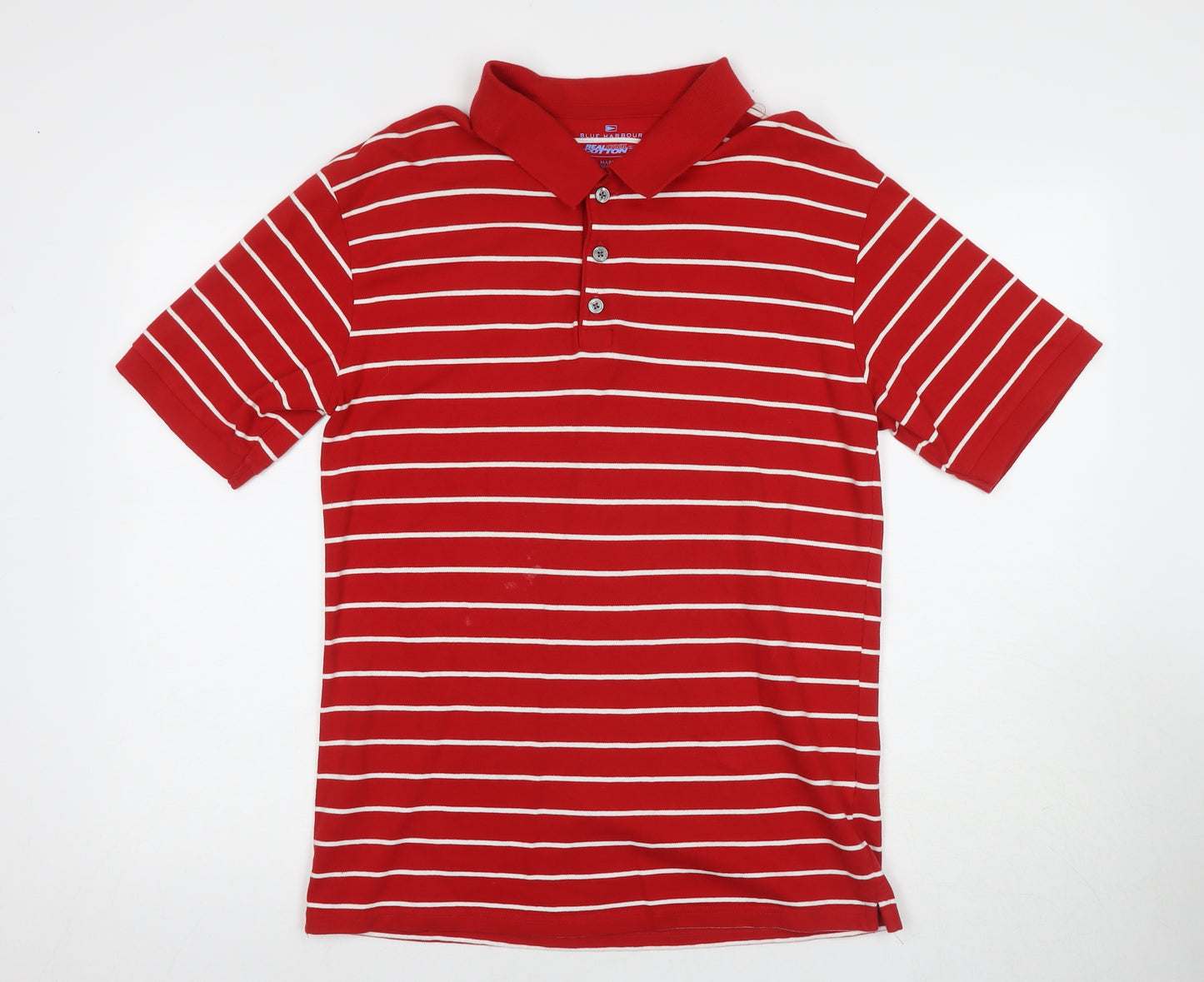 Marks and Spencer Men's Red Striped Polo Shirt, S