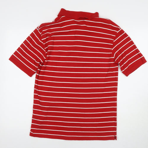 Marks and Spencer Men's Red Striped Polo Shirt, S