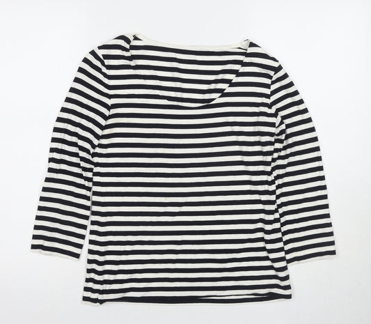 Hobbs Women's Black & White Striped T-Shirt, Size M