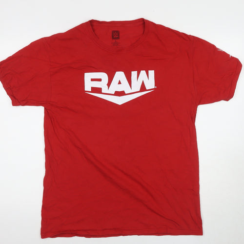 WWE RAW Men’s Red Graphic T-Shirt L, Sports Style