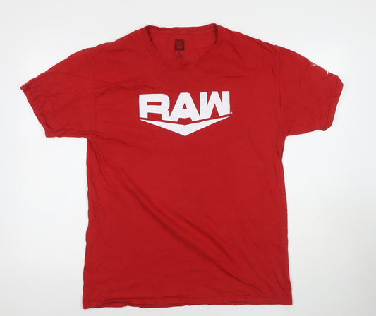 WWE RAW Men’s Red Graphic T-Shirt L, Sports Style