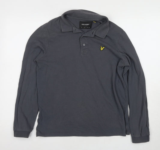 Lyle & Scott Men's Grey Long Sleeve Polo Shirt M