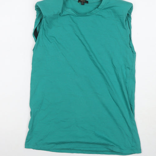 Massimo Dutti Women's Green Sleeveless T-Shirt Size S