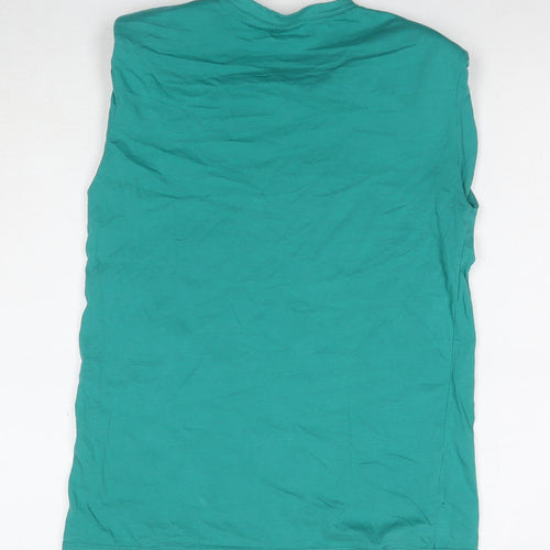 Massimo Dutti Women's Green Sleeveless T-Shirt Size S