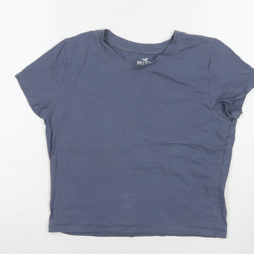 Hollister Women Blue M Basic Crew Neck T-Shirt