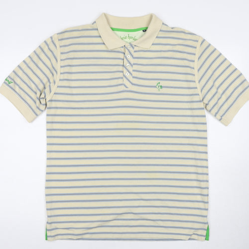 Le Coq Sportif Men's Beige Striped Polo Shirt M