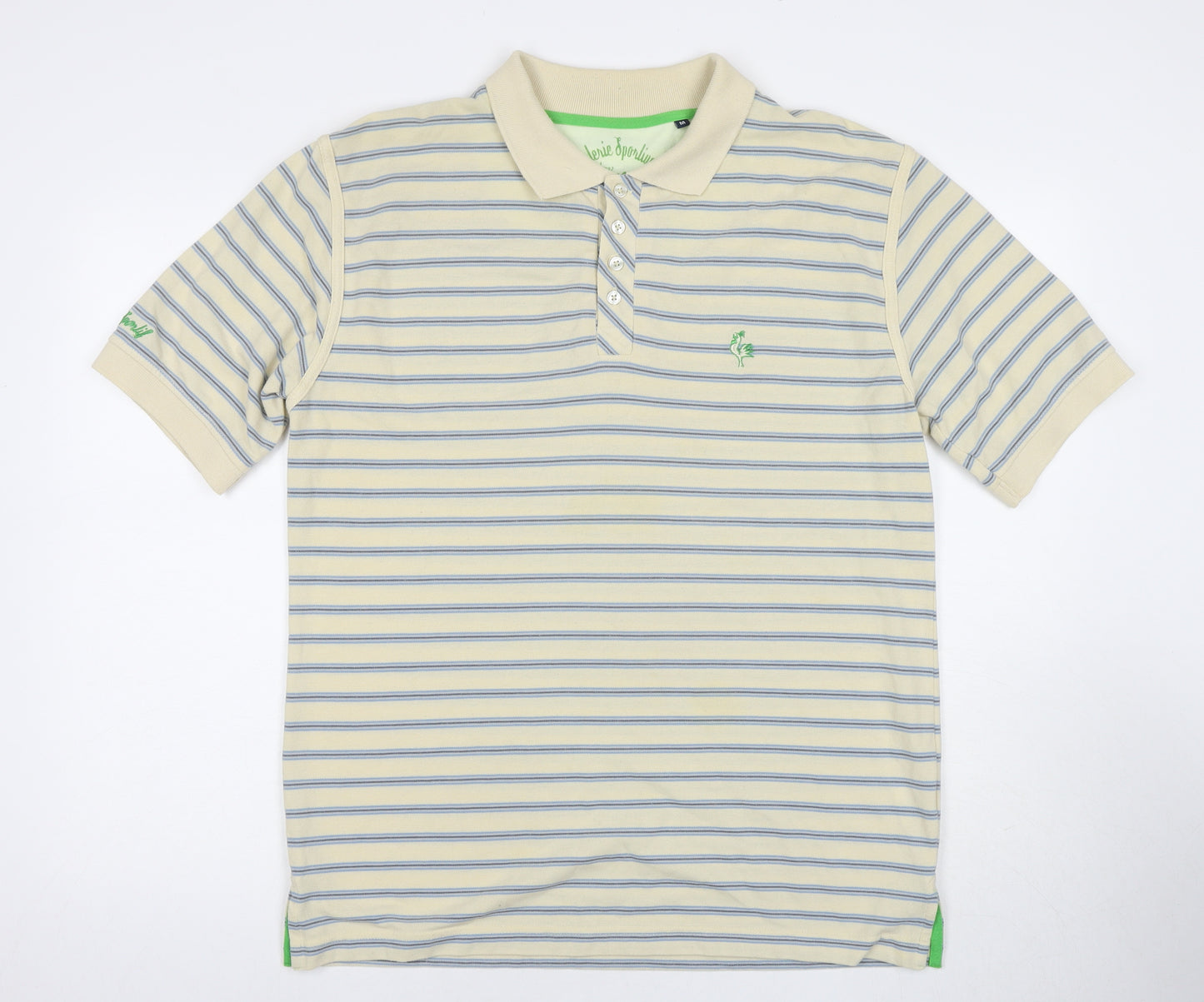 Le Coq Sportif Men's Beige Striped Polo Shirt M