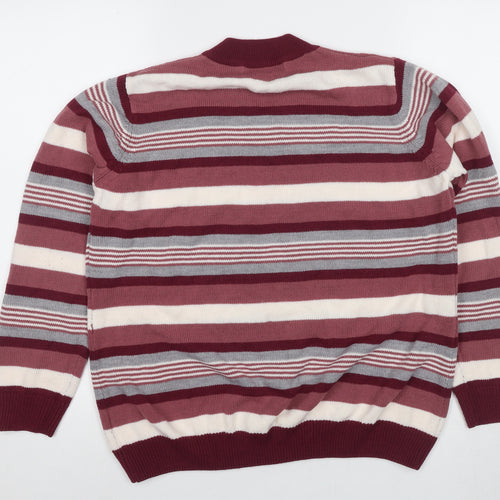 Isle Essentials Women's Red Striped Jumper Size 18 V-Neck