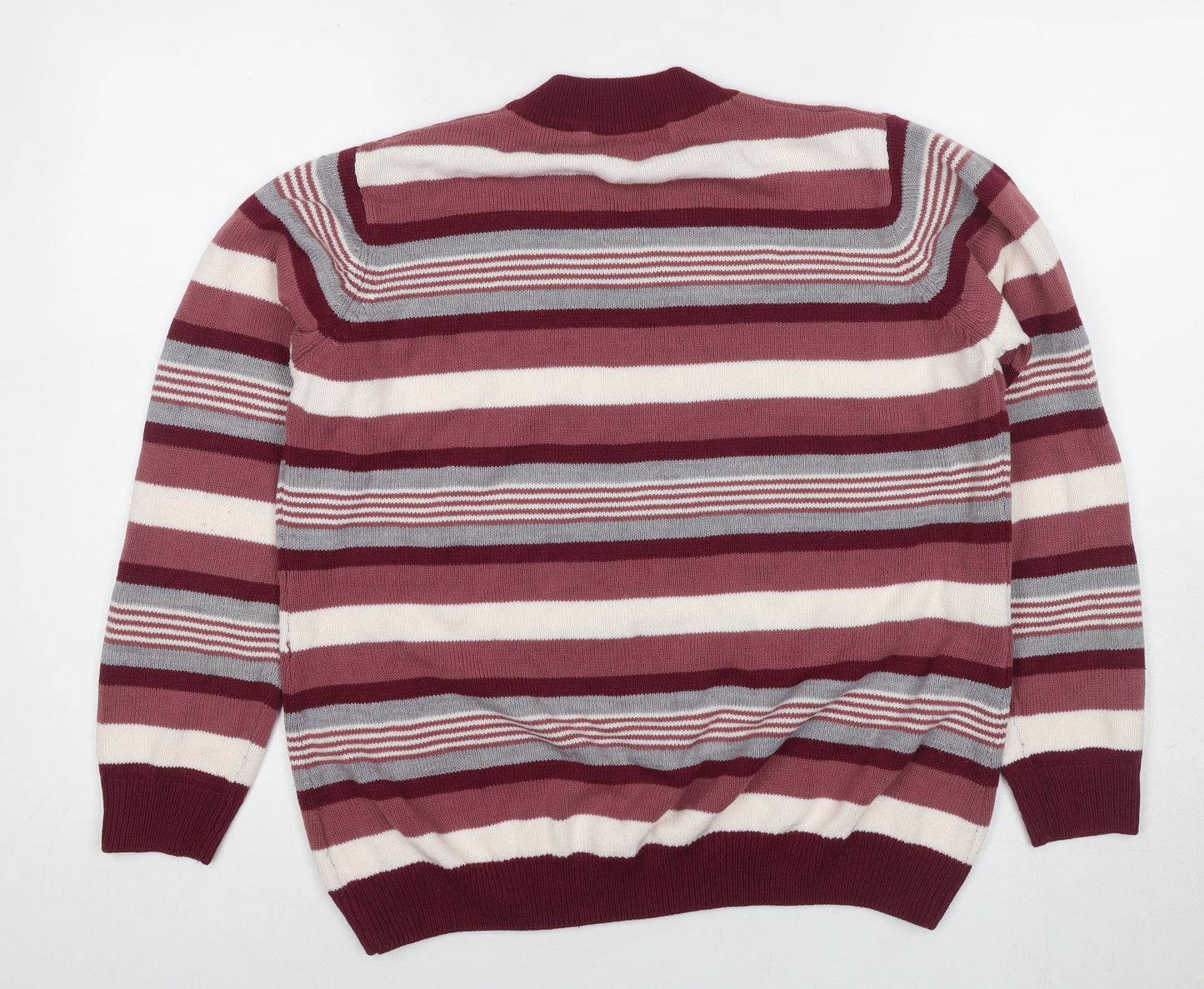 Isle Essentials Women's Red Striped Jumper Size 18 V-Neck