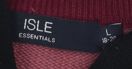 Isle Essentials Women's Red Striped Jumper Size 18 V-Neck