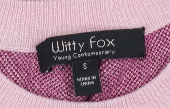 Witty Fox Women's Pink Cropped Geometric Tank Top, Size S