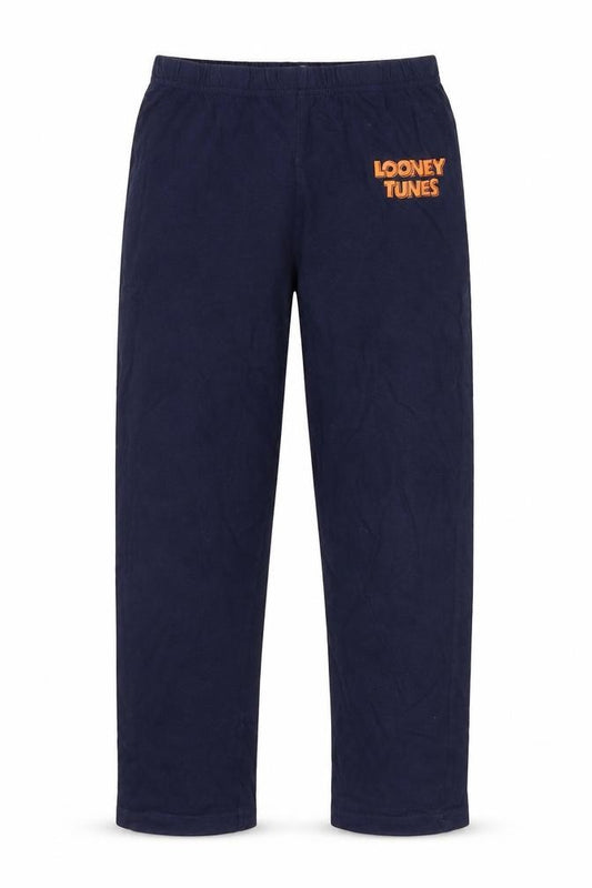Front view of Primark boys’ blue looney tunes lounge pants, 7-8 years, cartoon style
