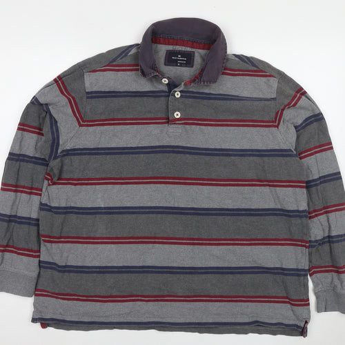 Marks and Spencer XL Men’s Grey Striped Polo Shirt, Blue Harbour