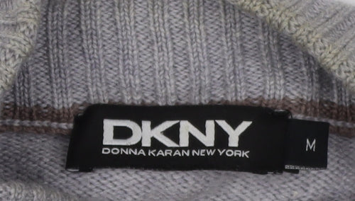 DKNY Men's Grey Full Zip Wool Jumper M