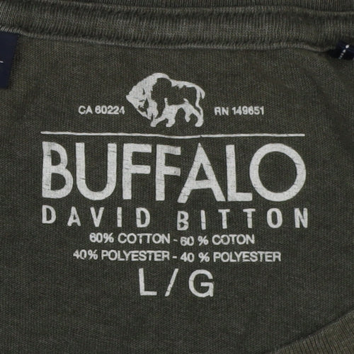 Buffalo David Bitton Men's Green T-Shirt L Regular Fit