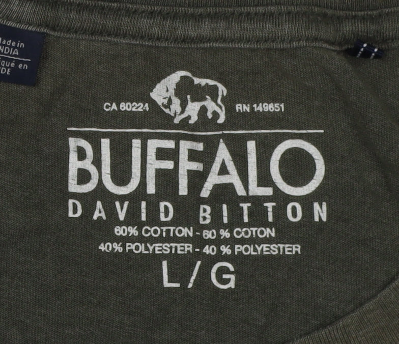 Buffalo David Bitton Men's Green T-Shirt L Regular Fit