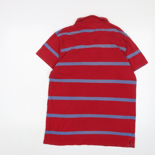 Ethel Austin Men's Red Striped Polo - Medium, Cotton