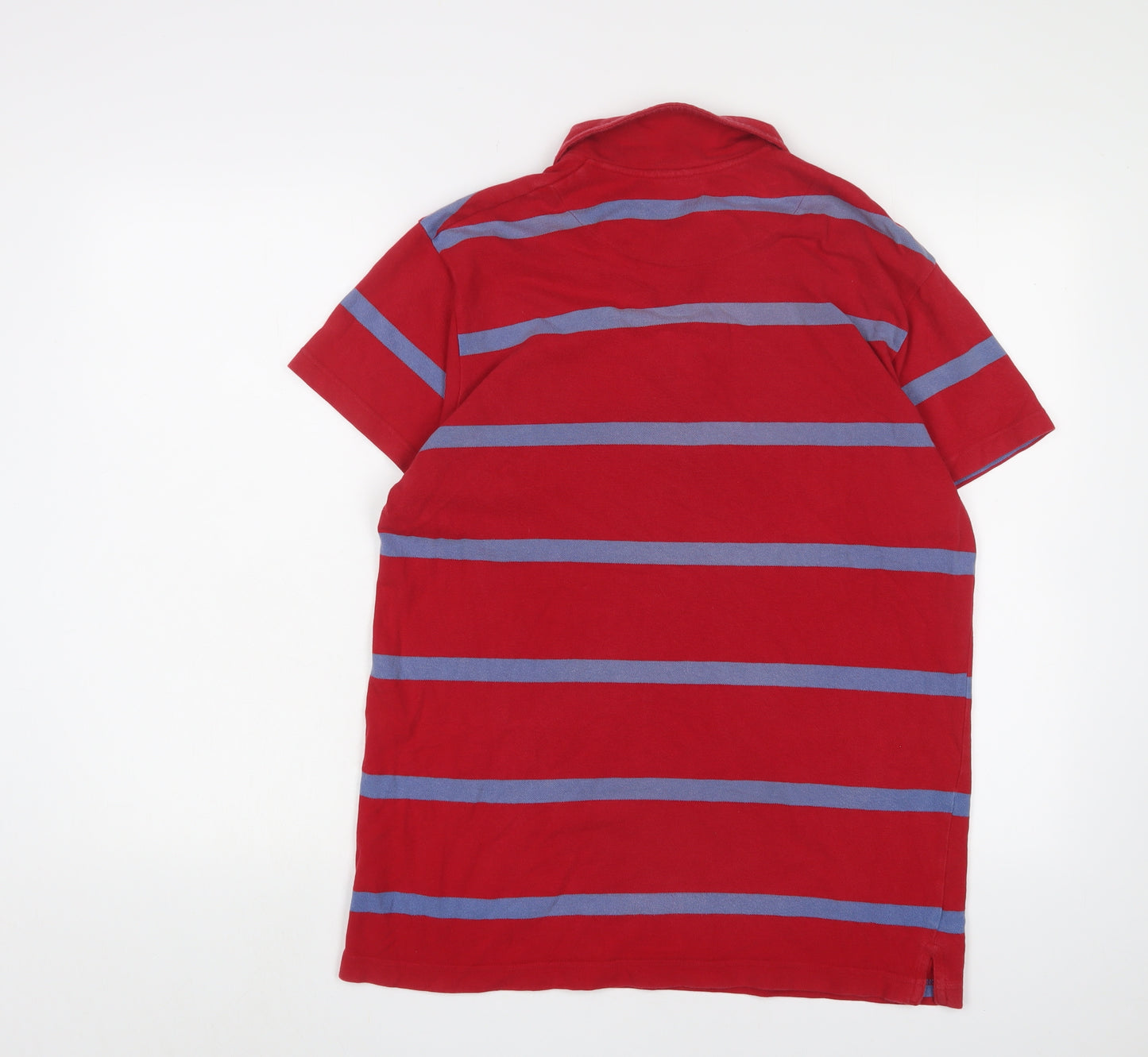 Ethel Austin Men's Red Striped Polo - Medium, Cotton