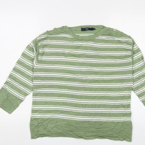 Isle Collection Women's Green Striped Pullover - M