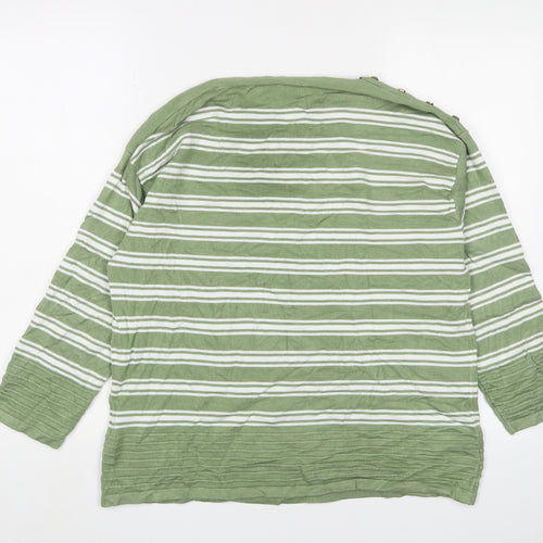 Isle Collection Women's Green Striped Pullover - M