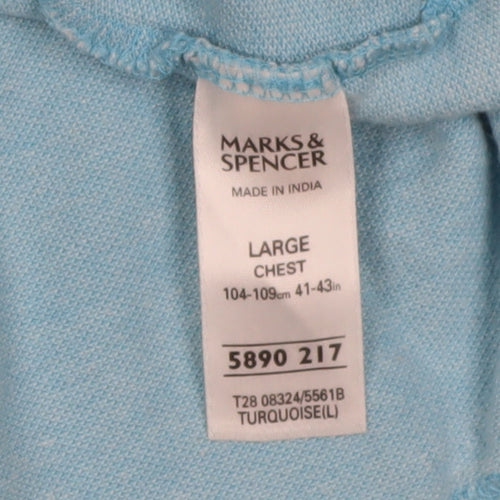 Marks and Spencer Men's Blue Polo Shirt L Short Sleeve