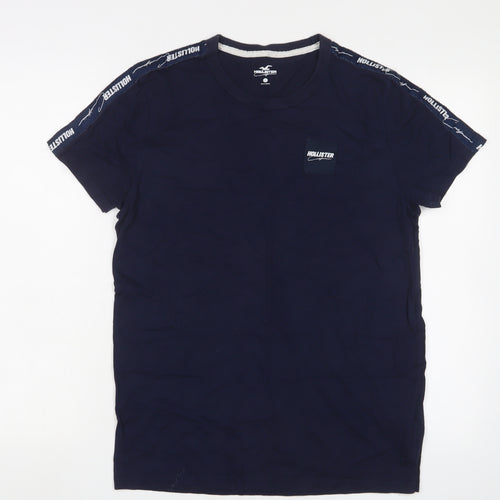 Hollister Men’s Blue T-Shirt, Size S, Crew Neck, Logo Accent