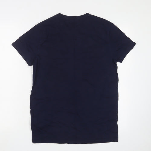 Hollister Men’s Blue T-Shirt, Size S, Crew Neck, Logo Accent