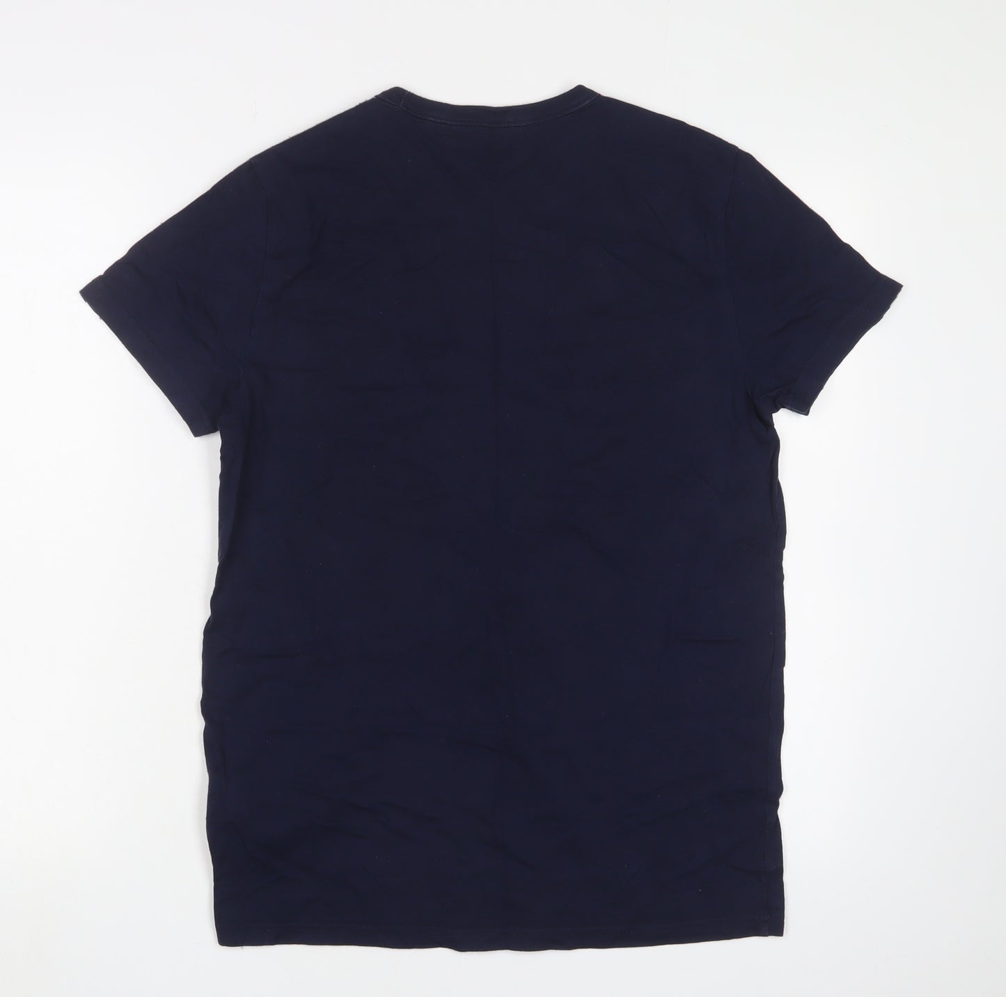 Hollister Men’s Blue T-Shirt, Size S, Crew Neck, Logo Accent