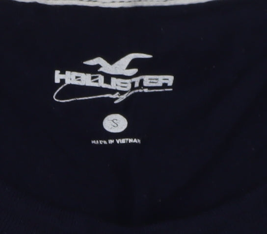 Hollister Men’s Blue T-Shirt, Size S, Crew Neck, Logo Accent