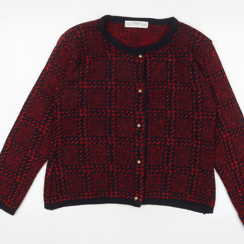 St Bernard Women's Red Checked Cardigan, Size 14-16