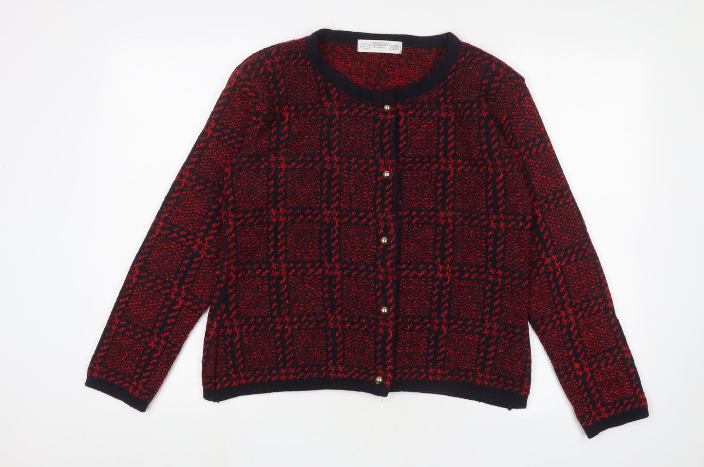 St Bernard Women's Red Checked Cardigan, Size 14-16