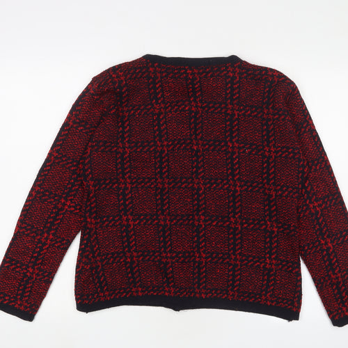 St Bernard Women's Red Checked Cardigan, Size 14-16