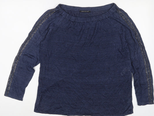 Luisa Cerano Women's Blue Pullover Jumper, Size 10 - Glitter Accents