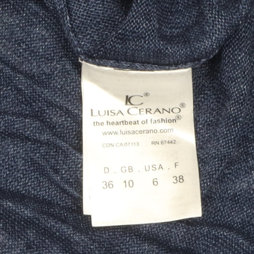 Luisa Cerano Women's Blue Pullover Jumper, Size 10 - Glitter Accents