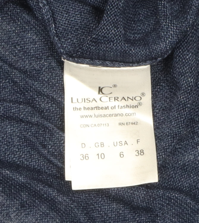 Luisa Cerano Women's Blue Pullover Jumper, Size 10 - Glitter Accents