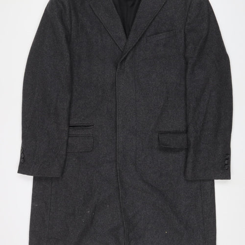 Jeff Banks Men's Grey Wool-Blend Overcoat L