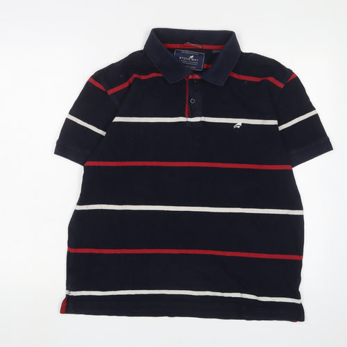 Stone Bay Men's Black Striped Polo M Collared Shirt