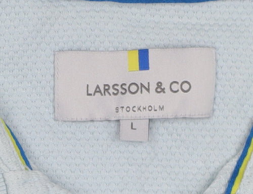 Larsson & Co Blue Men's Polo Shirt L Short Sleeve Cotton