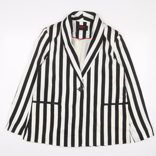 Beetlejuice Women's Black White Striped Blazer M