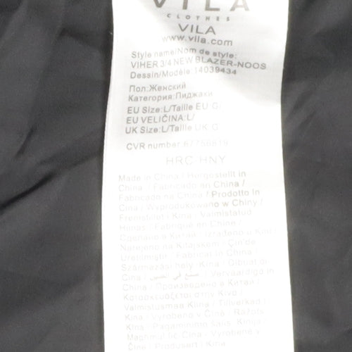 VILA Women's Black Blazer, Size L, Formal, Lined