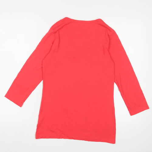 Orvis Women's Red 3/4 Sleeve V-Neck T-Shirt Medium