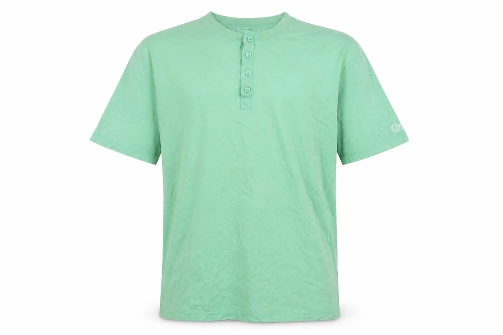 Cotton Traders Men's Green Henley T-Shirt Size L