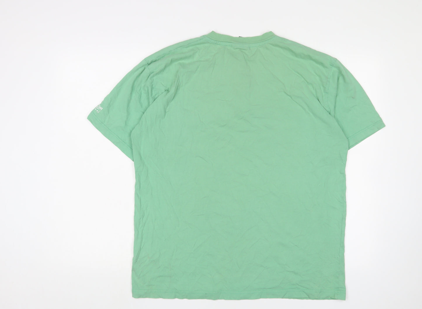 Cotton Traders Men's Green Henley T-Shirt Size L