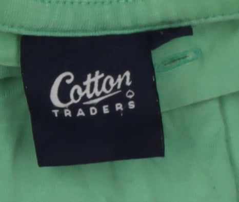 Cotton Traders Men's Green Henley T-Shirt Size L