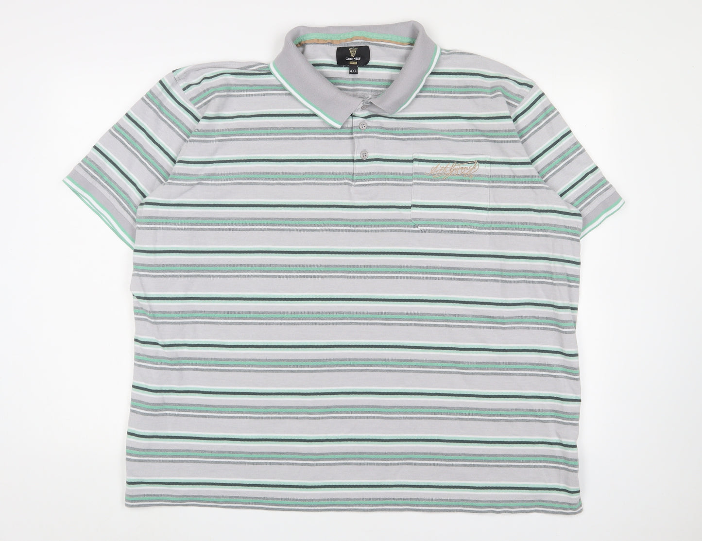 Guinness Men 4XL Green Striped Polo Shirt