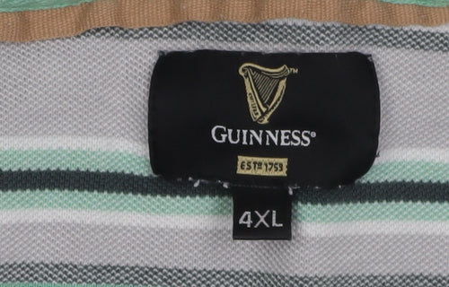 Guinness Men 4XL Green Striped Polo Shirt