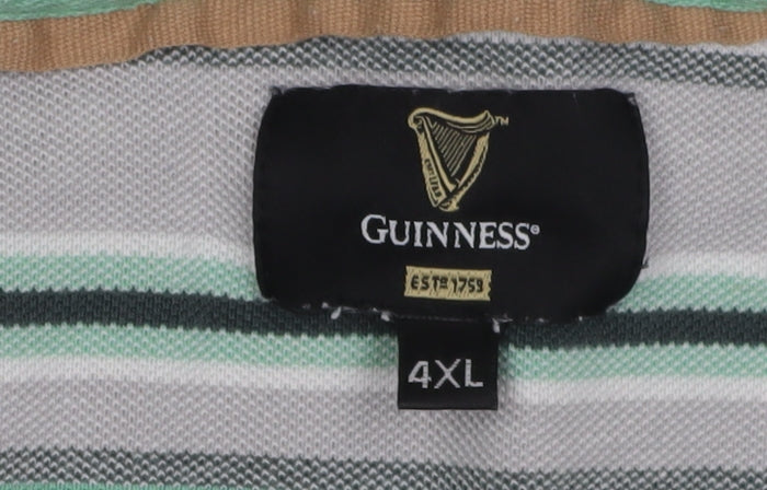 Guinness Men 4XL Green Striped Polo Shirt