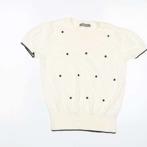 Oasis Women's White Polka Dot Pullover Jumper S