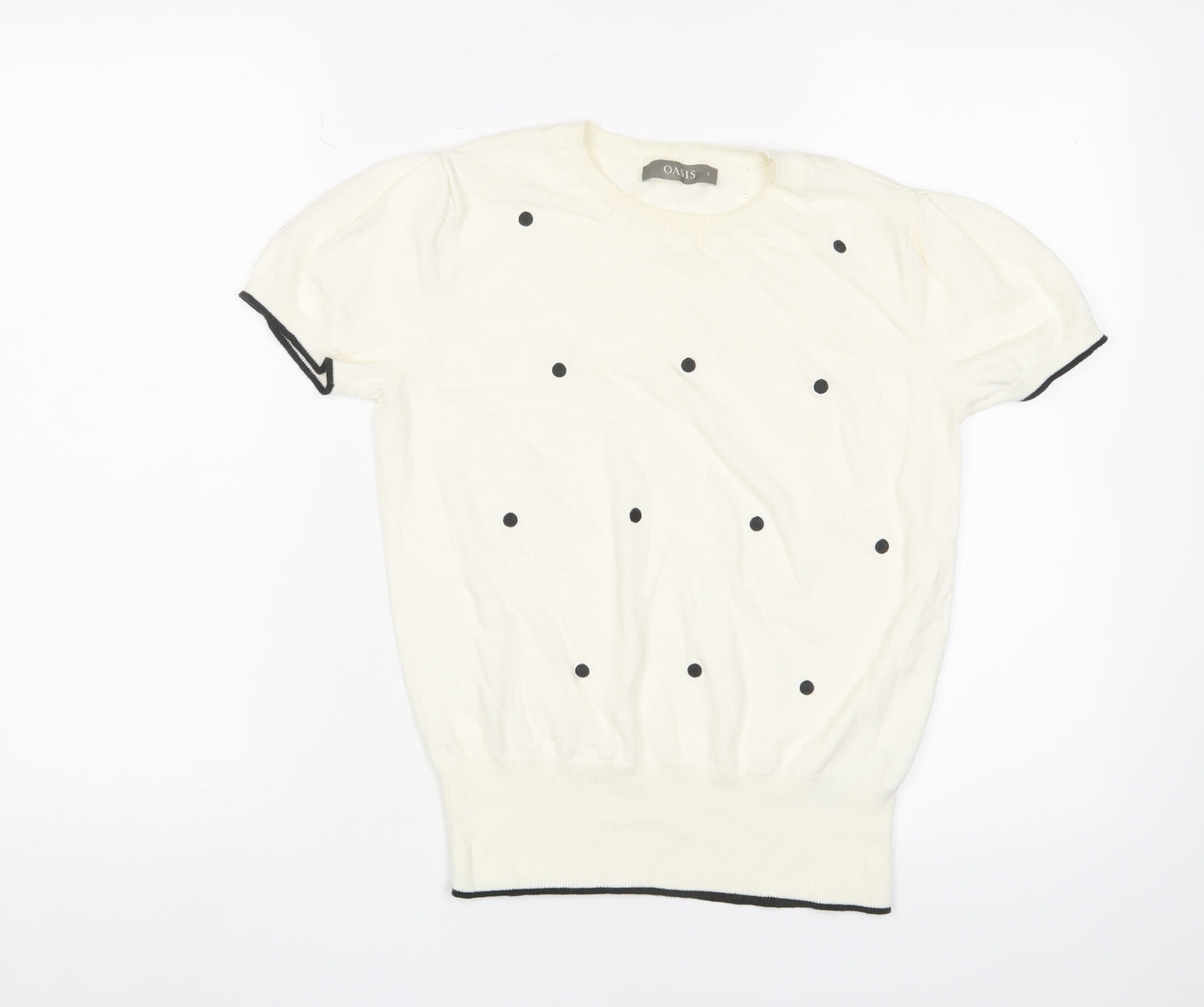 Oasis Women's White Polka Dot Pullover Jumper S